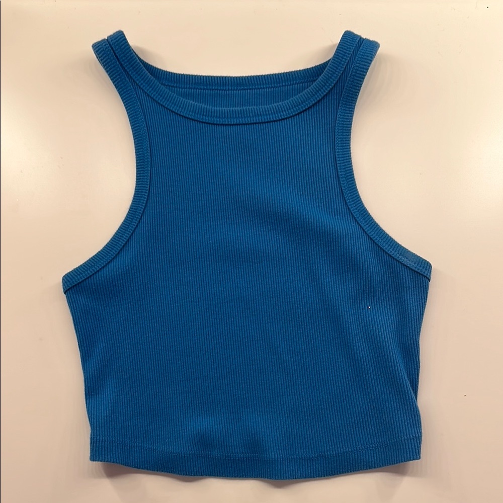 Blue Ribbed Tank Top